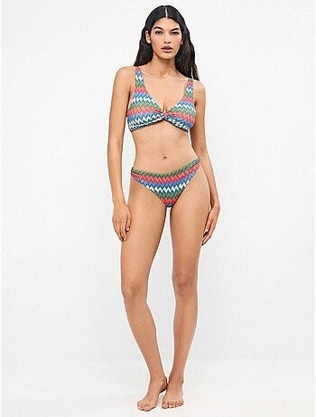 Braga bikini clásica en tejido zig zag con lurex