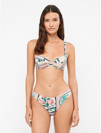 Braga bikini clásica estampada con acabado brillante