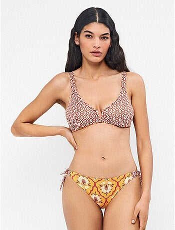 Braga bikini clásica reversible ajustanle en laterales estampada