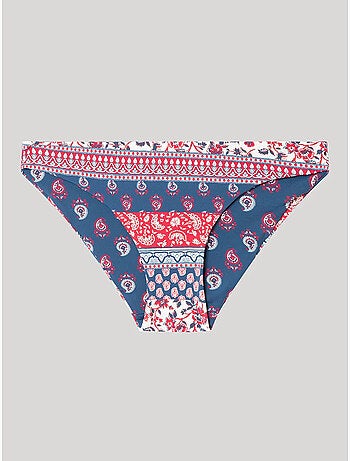 Braga bikini clásica reversible con estampado étnico