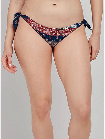 Braga bikini clásica reversible y ajustable con estampado étnico