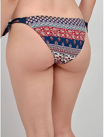 Braga bikini clásica reversible y ajustable con estampado étnico