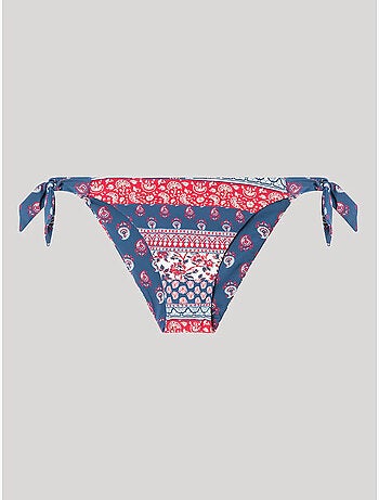 Braga bikini clásica reversible y ajustable con estampado étnico
