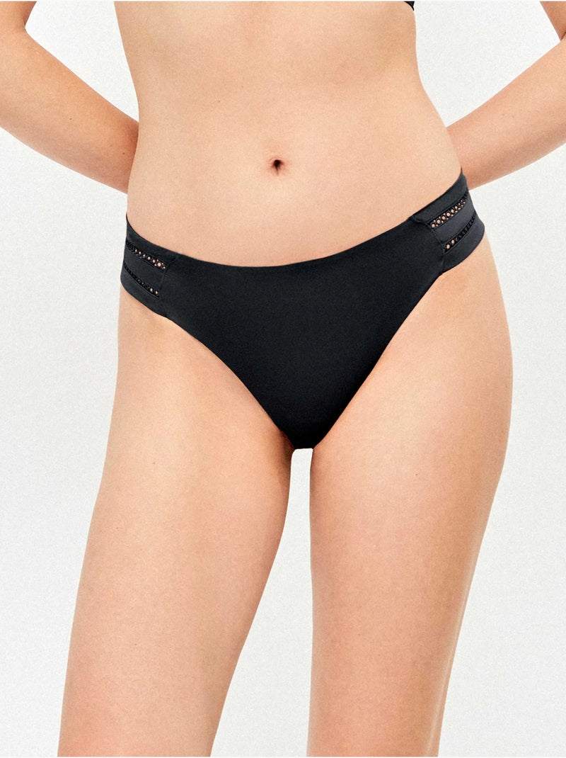 Braga bikini con detalle calado en laterales Negro - Kiabi