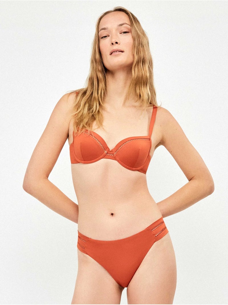 Braga bikini con detalle calado en laterales Terracota - Kiabi