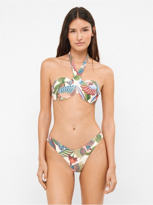 Braga bikini corte en v en tejido de piqué estampado tropical - Kiabi Braga bikini corte en v en tejido de piqué estampado tropical - Kiabi