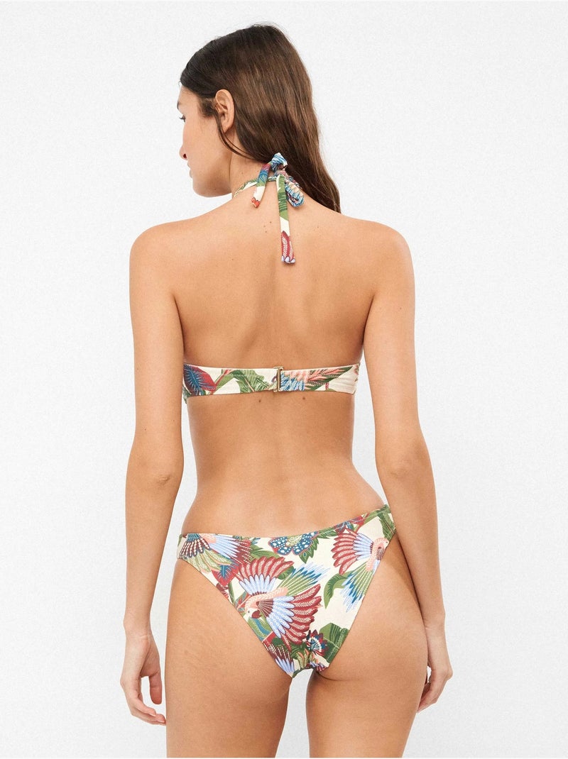 Braga bikini corte en v en tejido de piqué estampado tropical Multicolor - Kiabi