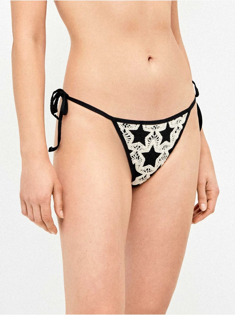 Braga bikini de tiras ajustables de crochet con estrellas Multicolor - Kiabi