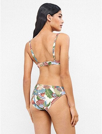 Braga bikini midi en tejido piqué estampado tropical
