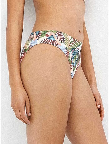 Braga bikini midi en tejido piqué estampado tropical