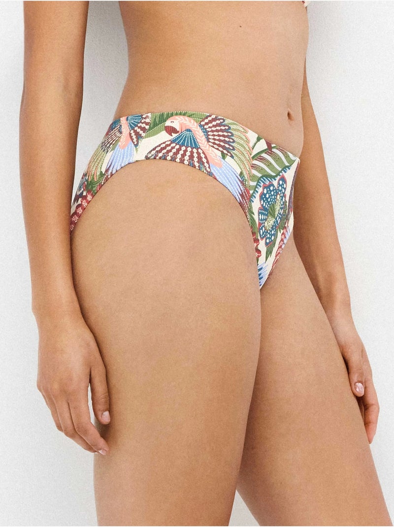 Braga bikini midi en tejido piqué estampado tropical Multicolor - Kiabi