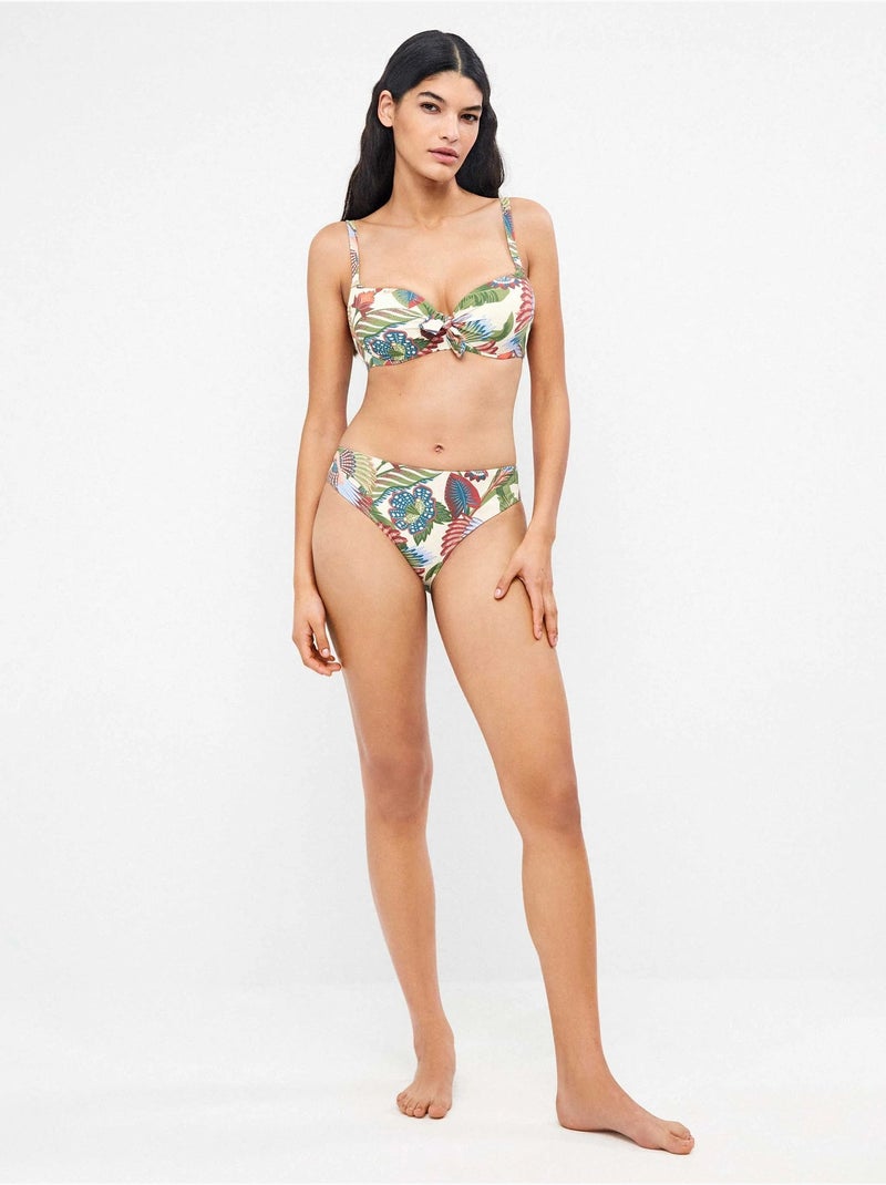 Braga bikini midi en tejido piqué estampado tropical Multicolor - Kiabi