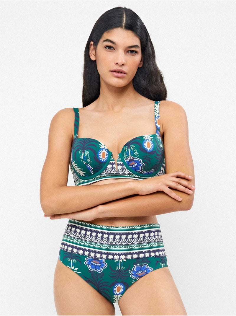 Braga bikini multiposición en tejido estampado tropical Multicolor - Kiabi