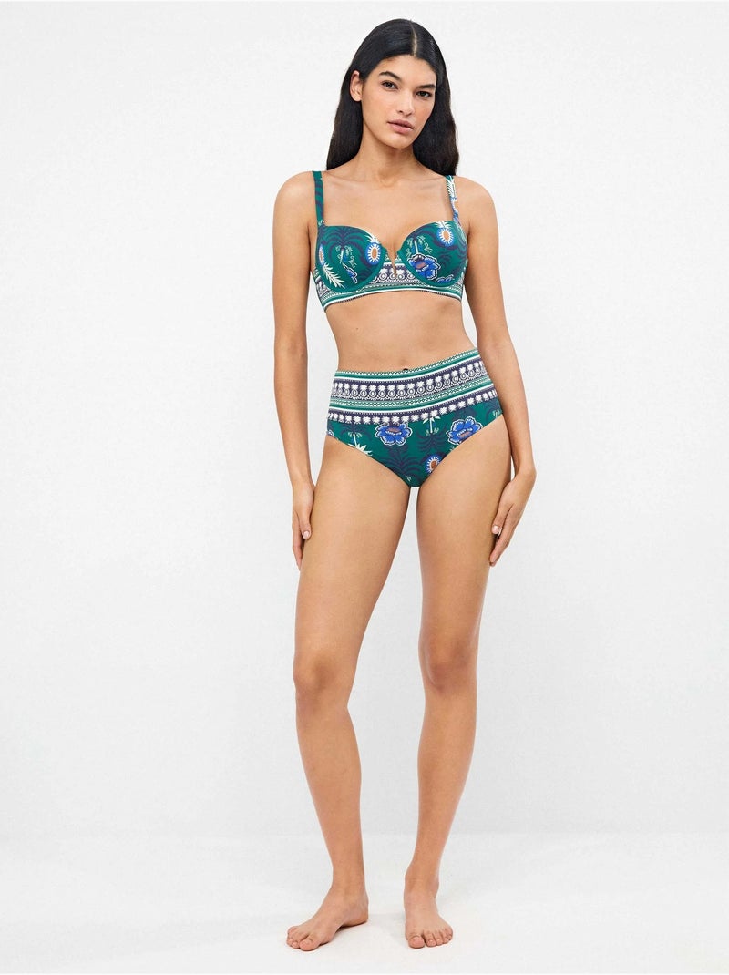 Braga bikini multiposición en tejido estampado tropical Multicolor - Kiabi