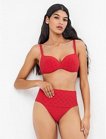 Braga bikini multiposición en tejido jacquard de lunares