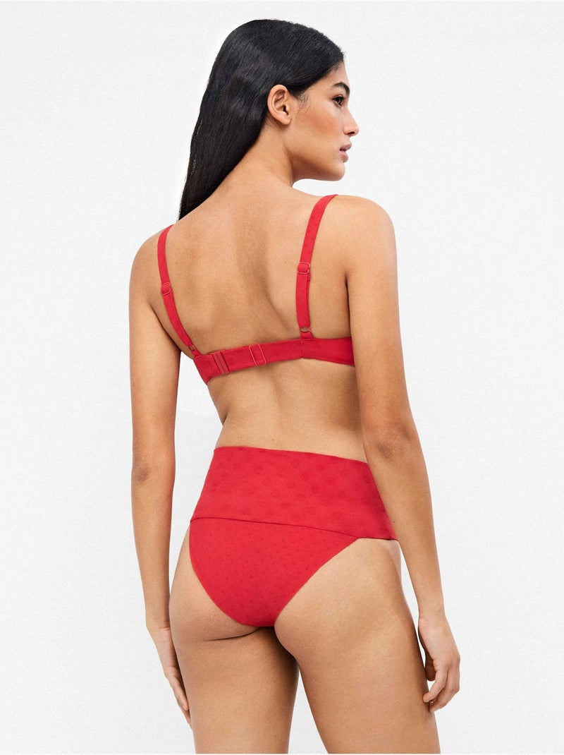 Braga bikini multiposición en tejido jacquard de lunares Rojo - Kiabi
