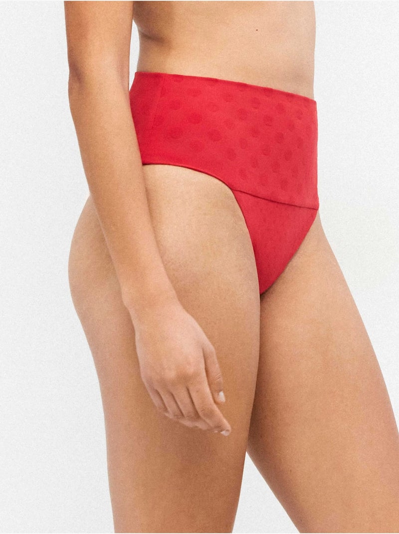 Braga bikini multiposición en tejido jacquard de lunares Rojo - Kiabi