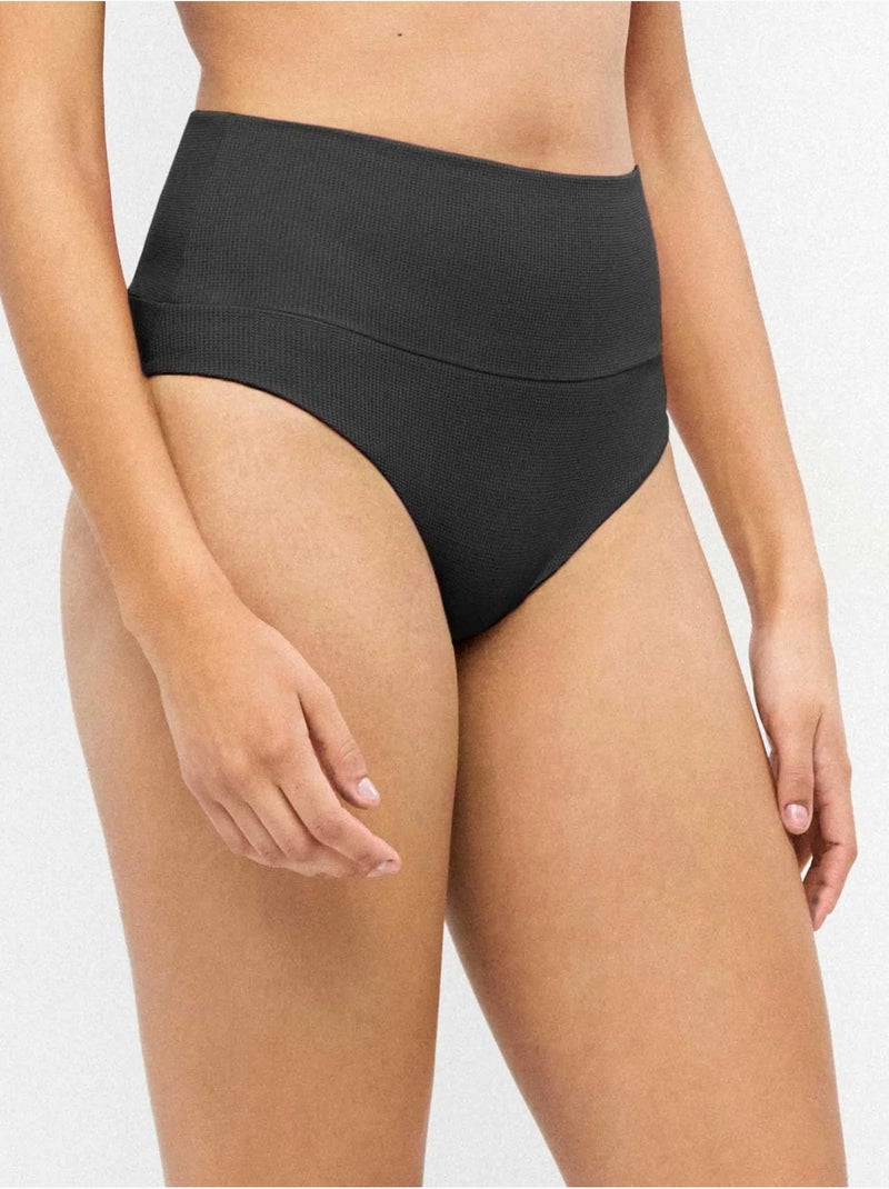 Braga bikini multiposición en tejido piqué Negro - Kiabi