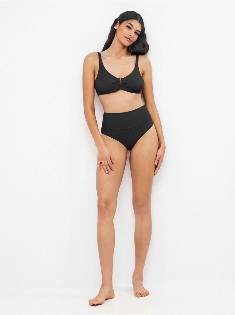 Braga bikini multiposición en tejido piqué Negro - Kiabi