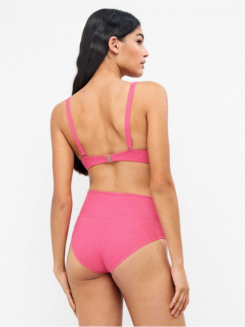 Braga bikini multiposición en tejido piqué Rosa - Kiabi
