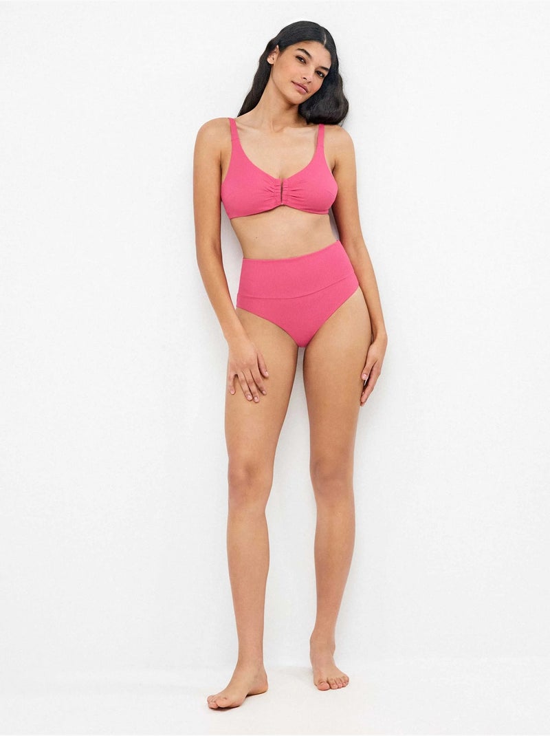 Braga bikini multiposición en tejido piqué Rosa - Kiabi