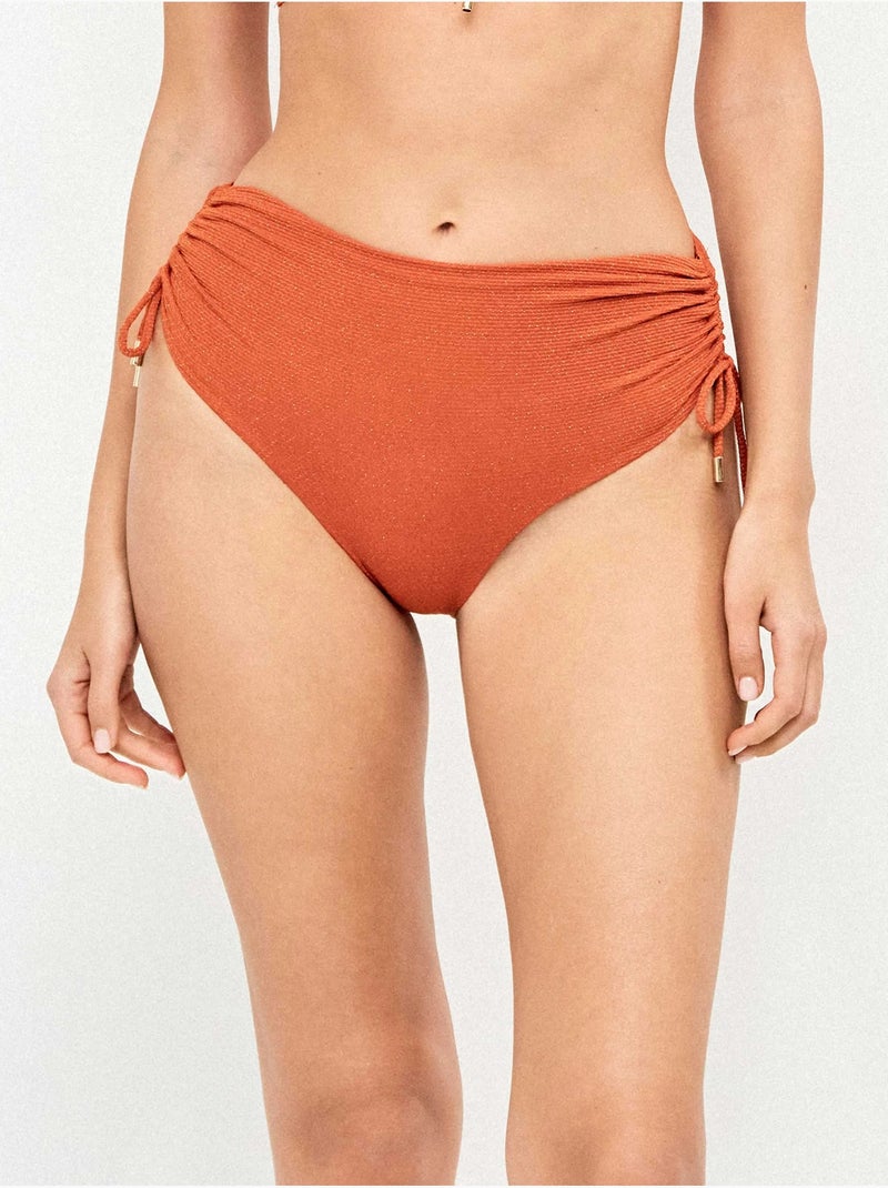 Braga bikini regulable en tejido piqué con acabado brillante Terracota - Kiabi