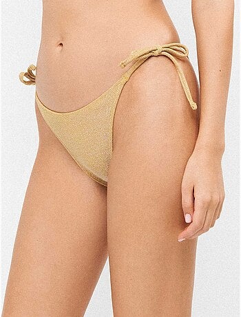 Braga bikini tira ajustable en estampada con acabado brillante