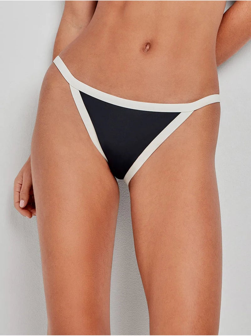 Braga bikini tiras bicolor con vivos a contraste Negro - Kiabi