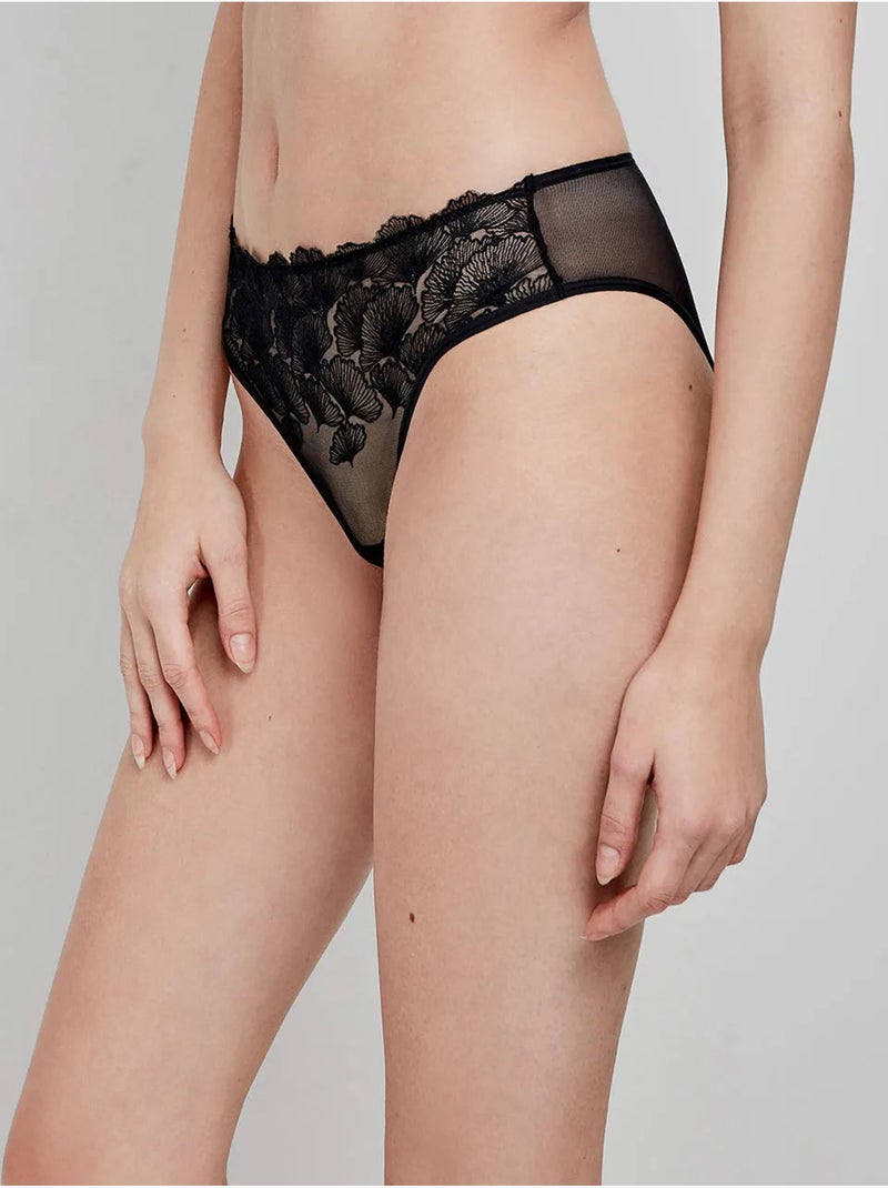 Braga clásica de trasero liso y de tul bordado con flores Negro - Kiabi