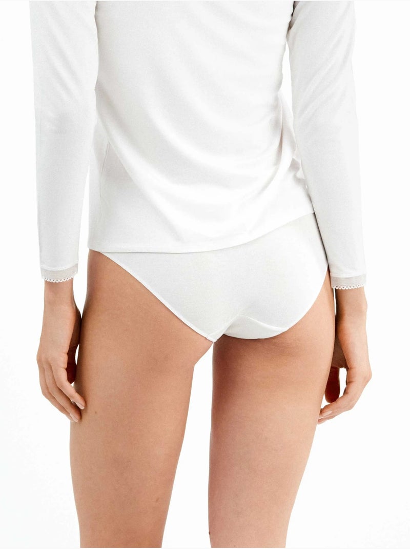 Braga clásica extraplana en tejido de modal con detalle de encaje Blanco - Kiabi