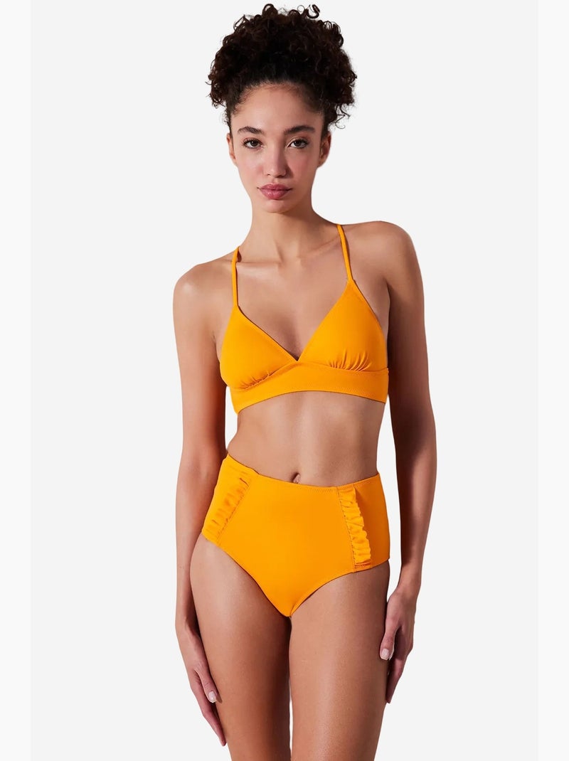 Braga de bikini alta con volantes penti Naranja - Kiabi