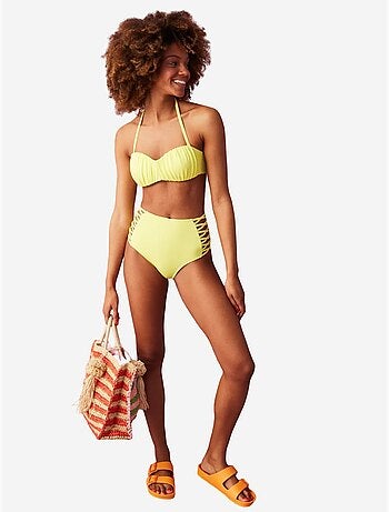 Braga de bikini básica de tiro alto con detalle de cordón penti