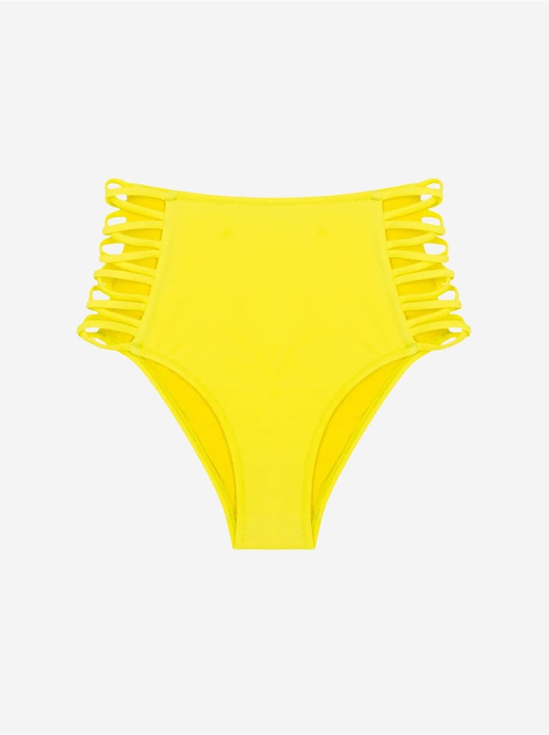 Braga de bikini básica de tiro alto con detalle de cordón penti Amarillo limón - Kiabi