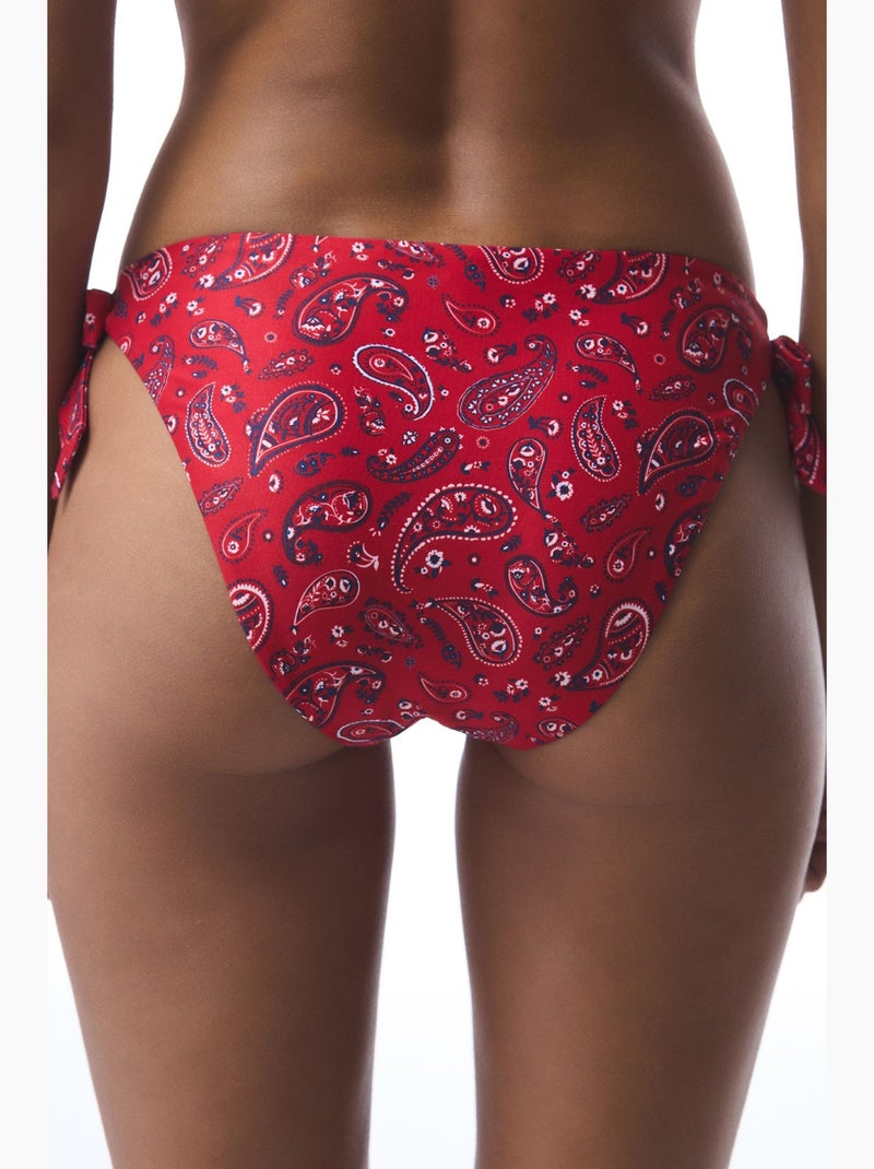 Braga de bikini brasileña bandana con estampado étnico y hebilla penti Rojo - Kiabi