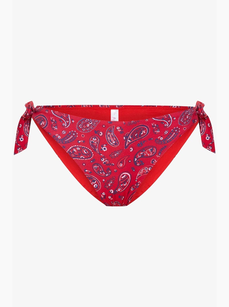 Braga de bikini brasileña bandana con estampado étnico y hebilla penti Rojo - Kiabi