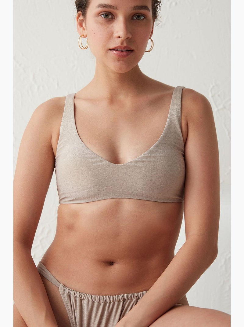 Braga de bikini con lateral brillante penti Beige arcilla - Kiabi
