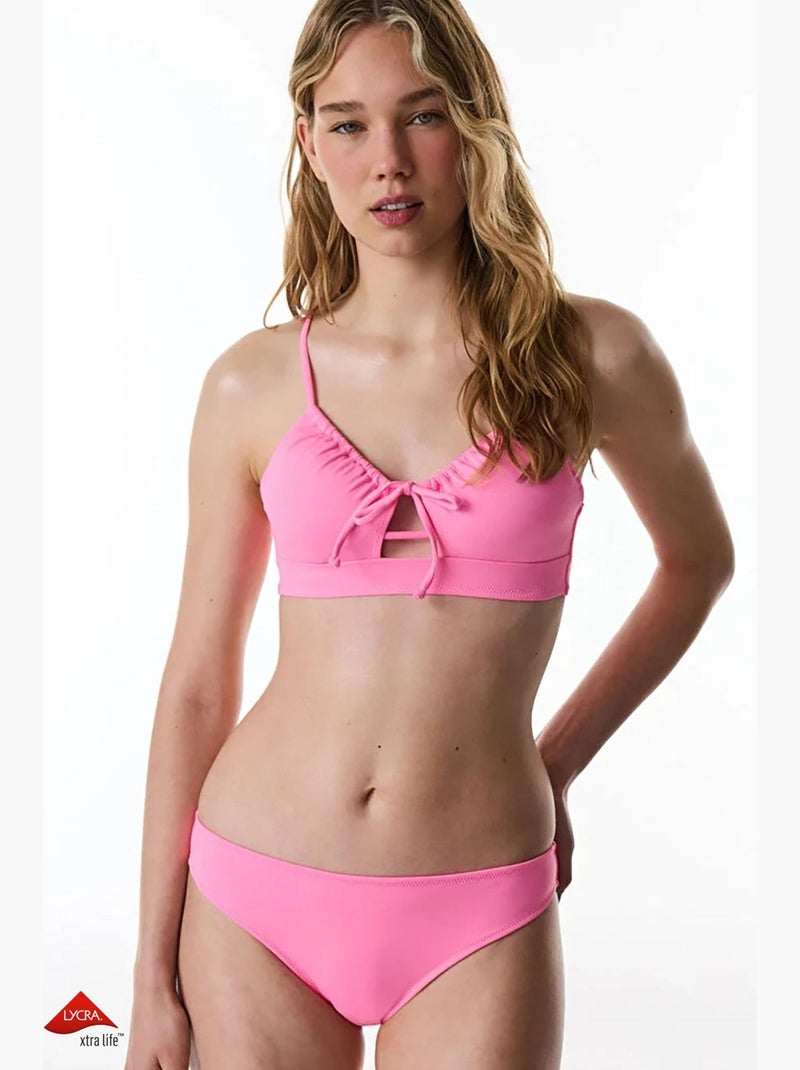 Braga de bikini de tiro bajo penti Rosa fluo/Solinotes - Kiabi