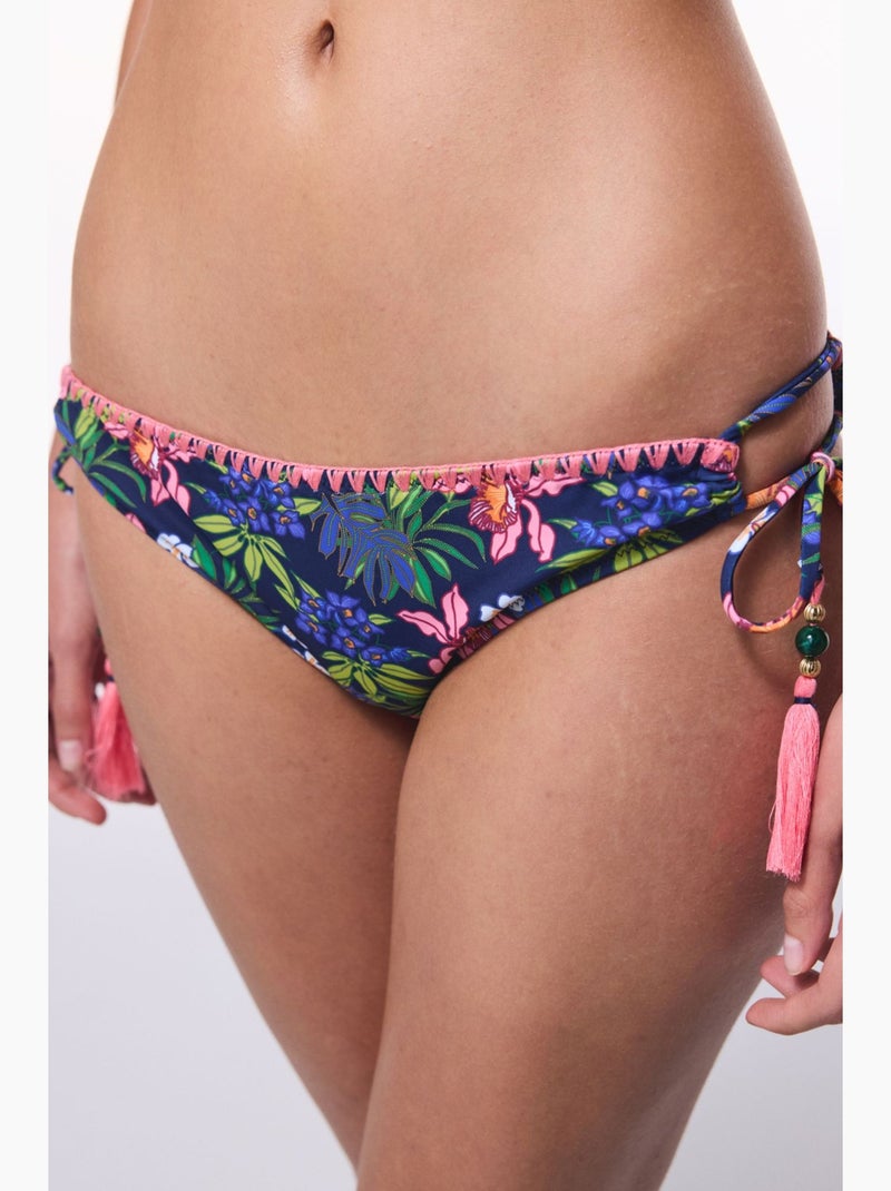 Braga de bikini floral ciele con detalle de aro penti Azul marino - Kiabi
