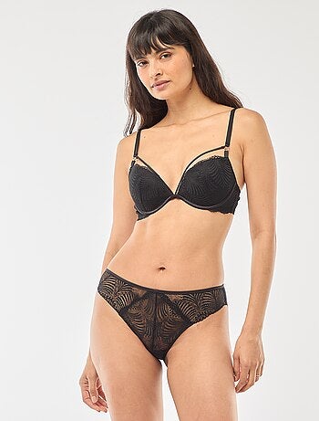 Braga de encaje con diseño de hojas transparente