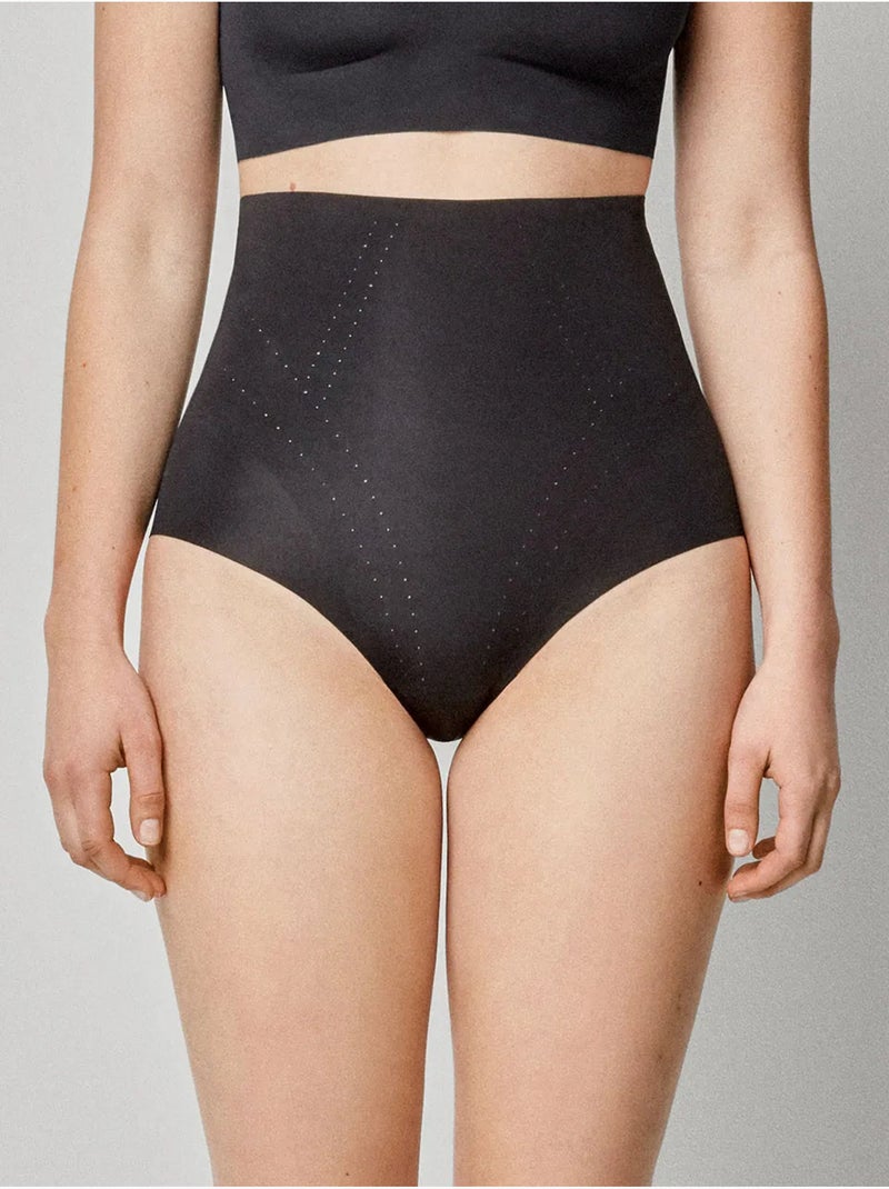 Braga faja reductora alta, con refuerzo extra control, de microfibra Negro - Kiabi