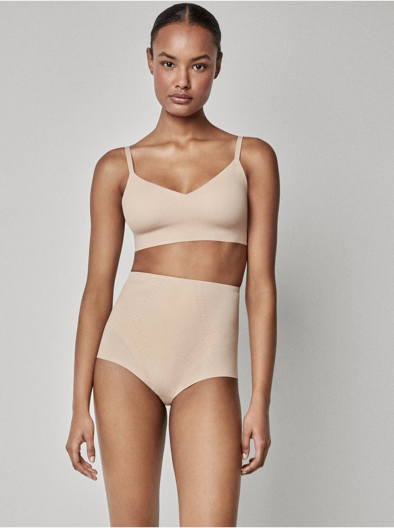 Braga faja reductora alta, con refuerzo extra control, de microfibra Rosa - Kiabi