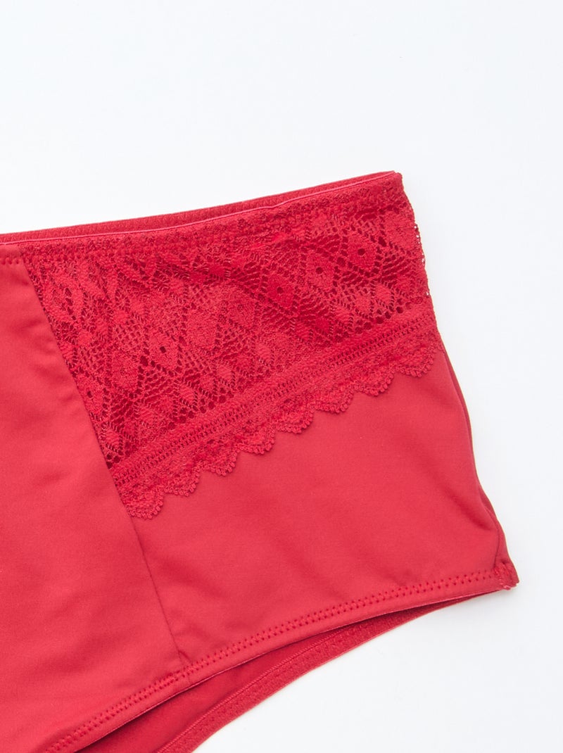 Braga satinada con encaje Rojo - Kiabi