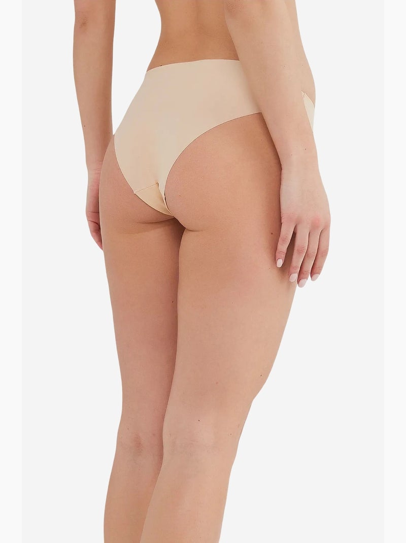 Braga slip lisa sin costuras de tiro medio con corte láser penti Beige arcilla - Kiabi