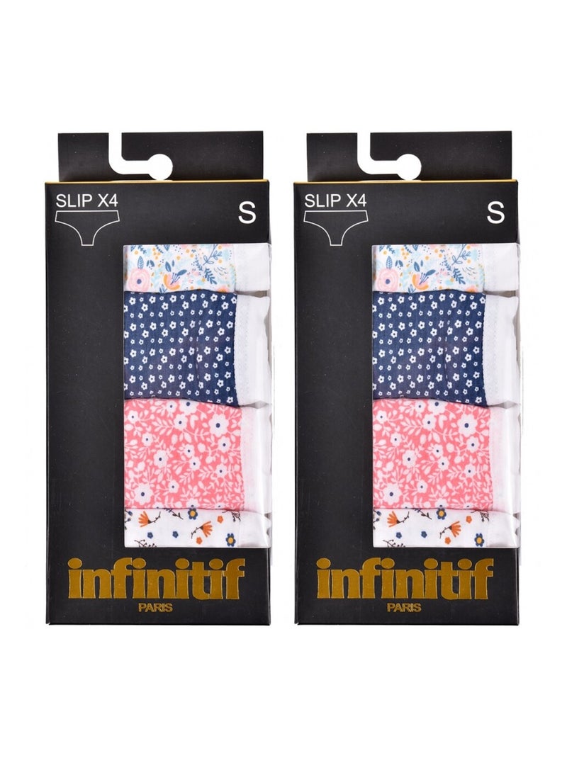 Bragas Mujer INFINITIF - Pack de 8 Blanco Rosa Azul - Kiabi