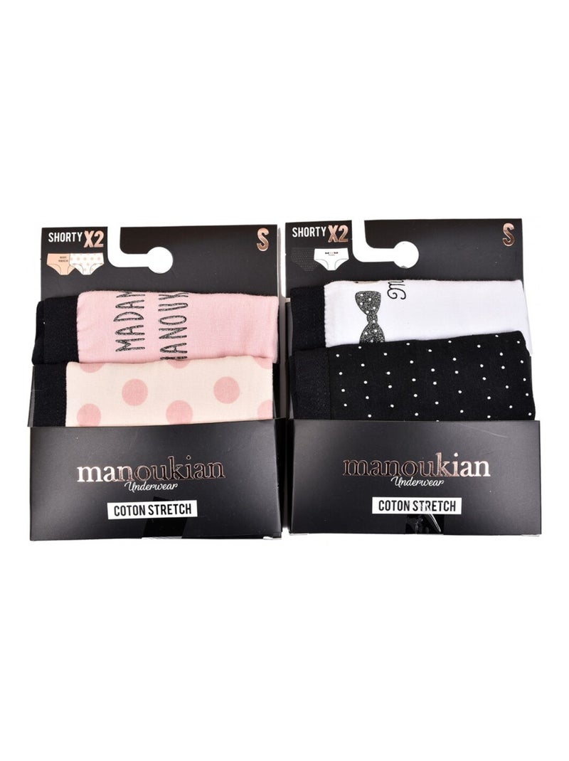 Bragas Mujer MANOUKIAN Underwear - Pack de 4 Negro Rosa Blanco - Kiabi