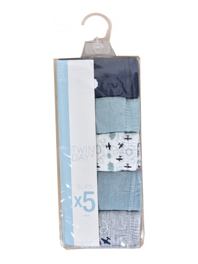 Bragas Niña TWINDAY en algodón - Pack de 5 Azul Azul cielo Gris - Kiabi