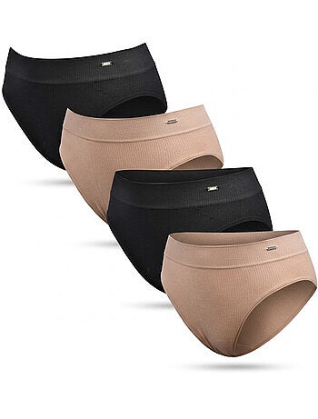 Bragas ROXY Acanaladas Sin Costuras x4 Negro y Carne