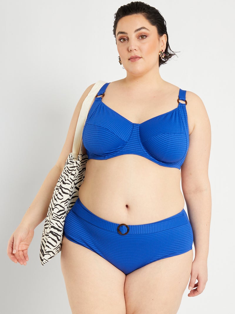 Braguita alta de bikini talle alto azul - Kiabi
