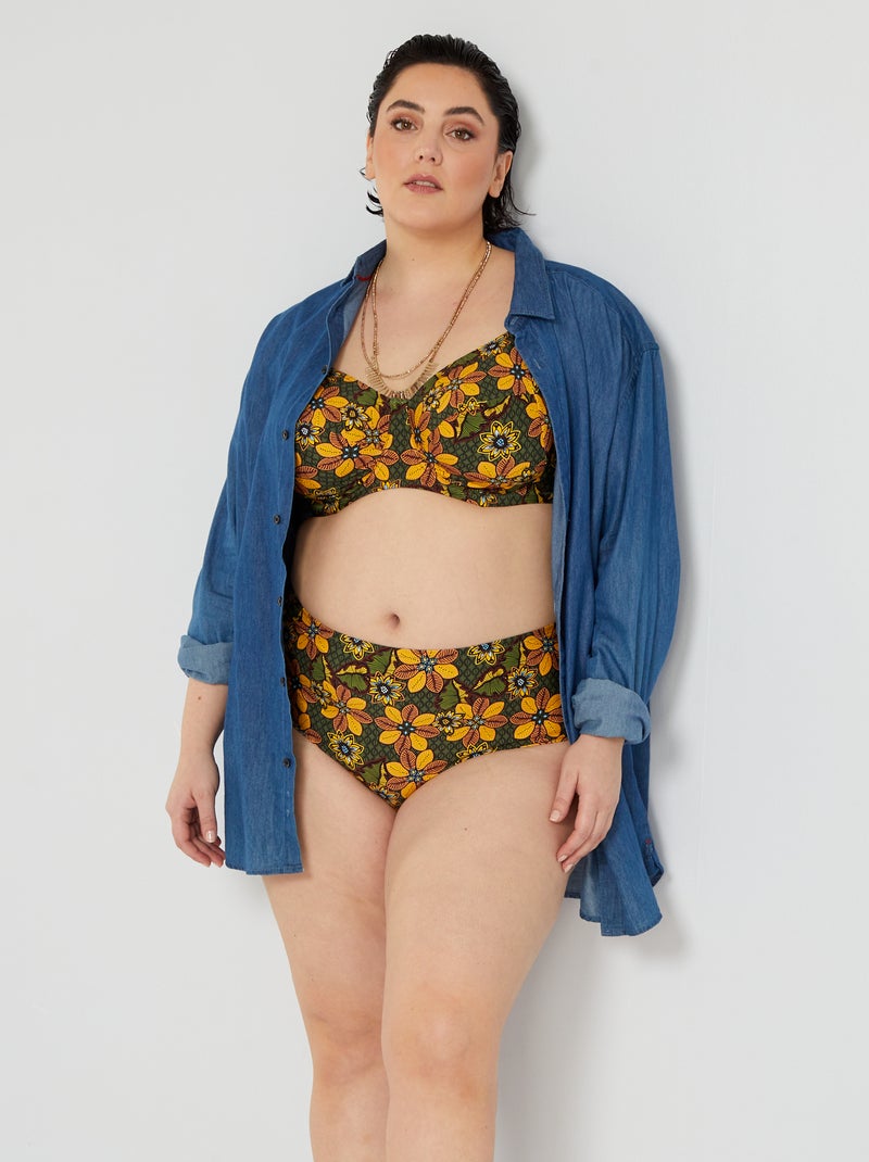 Braguita alta de bikini talle alto VERDE - Kiabi