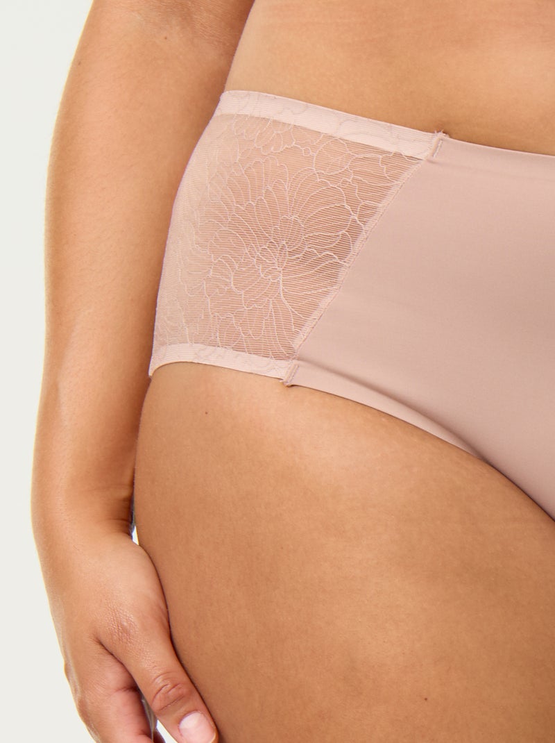 Braguita alta de microfibra con encaje Beige - Kiabi